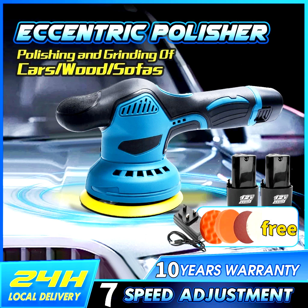 Diskoom mesin Poles mobil 12V Portable baterai 5 Inch alat poles body mobil 6000RPM