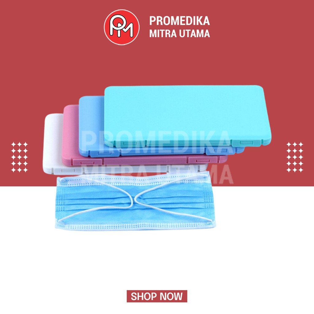 Masker Medis Earloop Jsp With Case Isi 10 Pcs - Warna Biru/Pink/Hijau