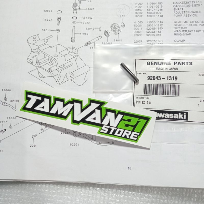 PIN TOJOSAN POMPA OLI SAMPING NINJA RR R SS 92043-1319