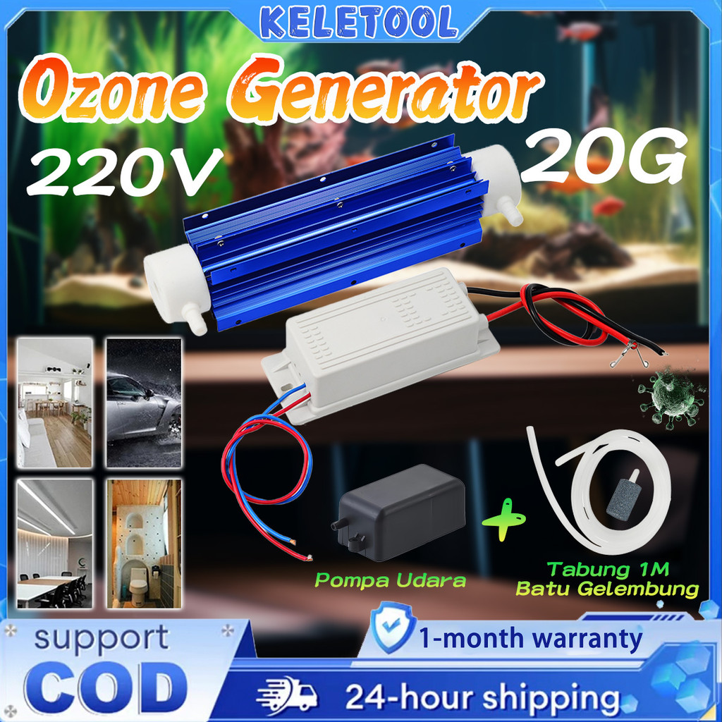 220V 20G Ozone Generator Water Tabung Air Purifier Tube Water Purifier Water Adjustable Purifier Ozo