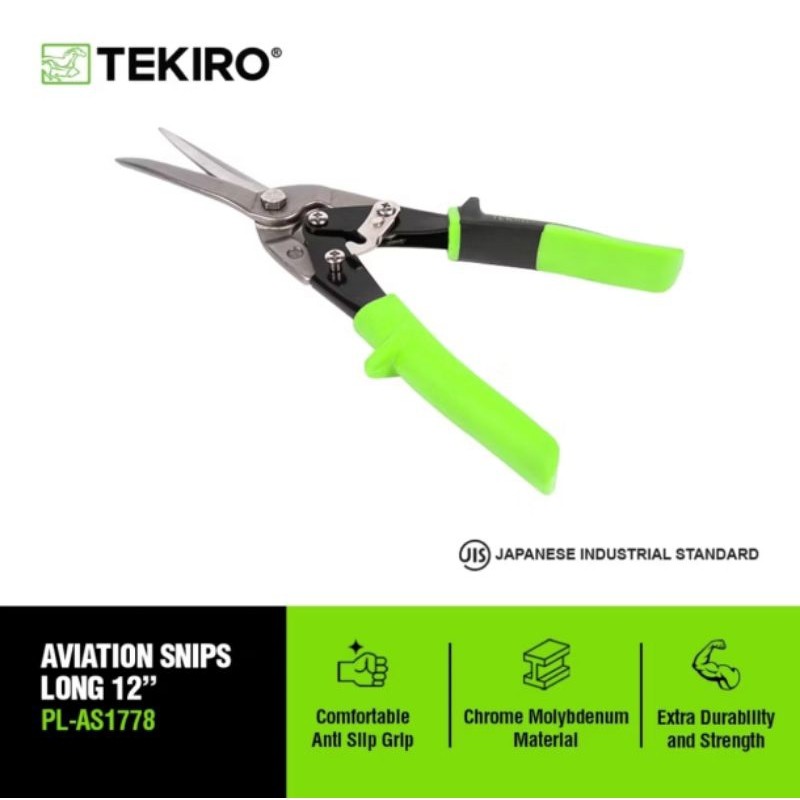 TEKIRO gunting BAJA RINGAN 12 INCH gunting SENG 12inch kanal C gunting plat aluminium 12" holo hollo