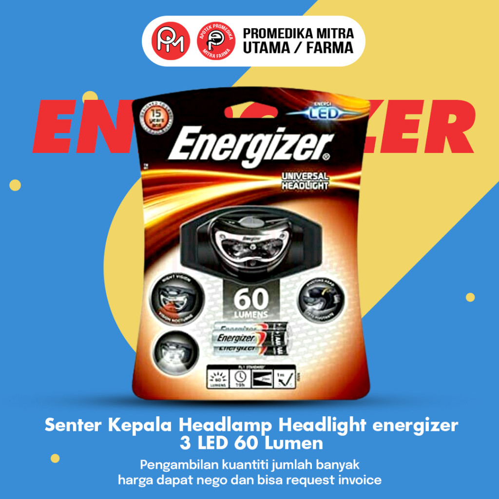 Senter Universal Headlamp Headlight energizer  60 dan 350 Lumen