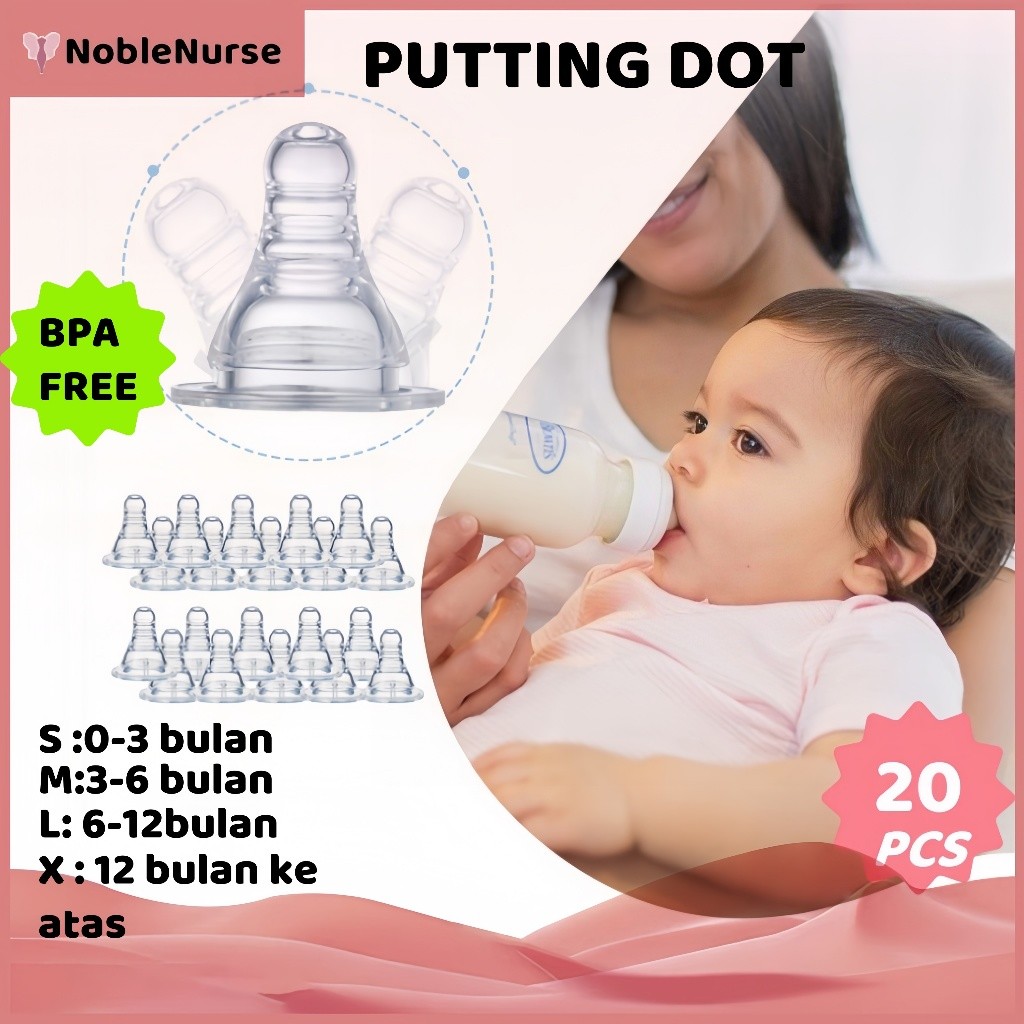 20PCS Puting Dot Bayi Karet Dot Pigeon Peristaltic Slim Neck Nipple Murah Dot Bayi botol susu XNZ