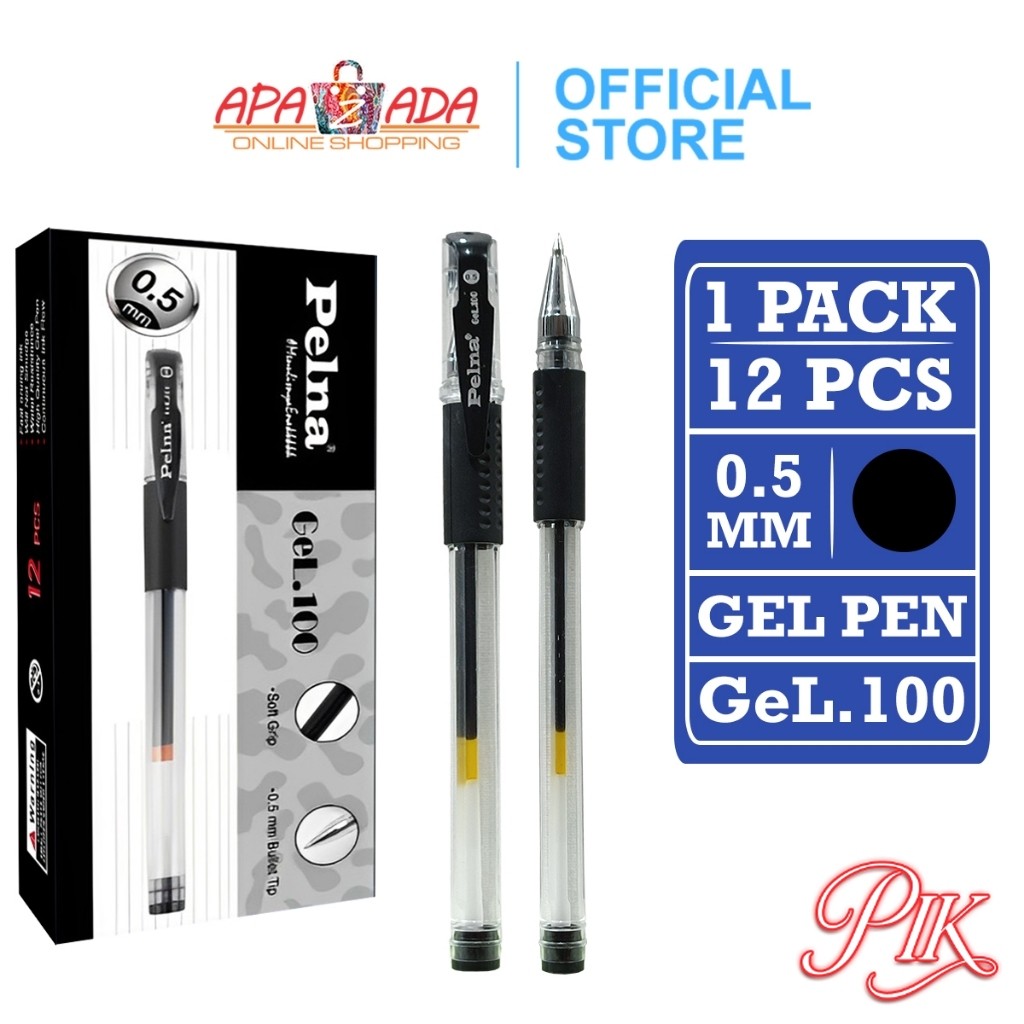 

Gel Pen / Pulpen Gel 0.5mm [1 Pack - 12 Pcs Pulpen] / Pena Pelna GeL.100