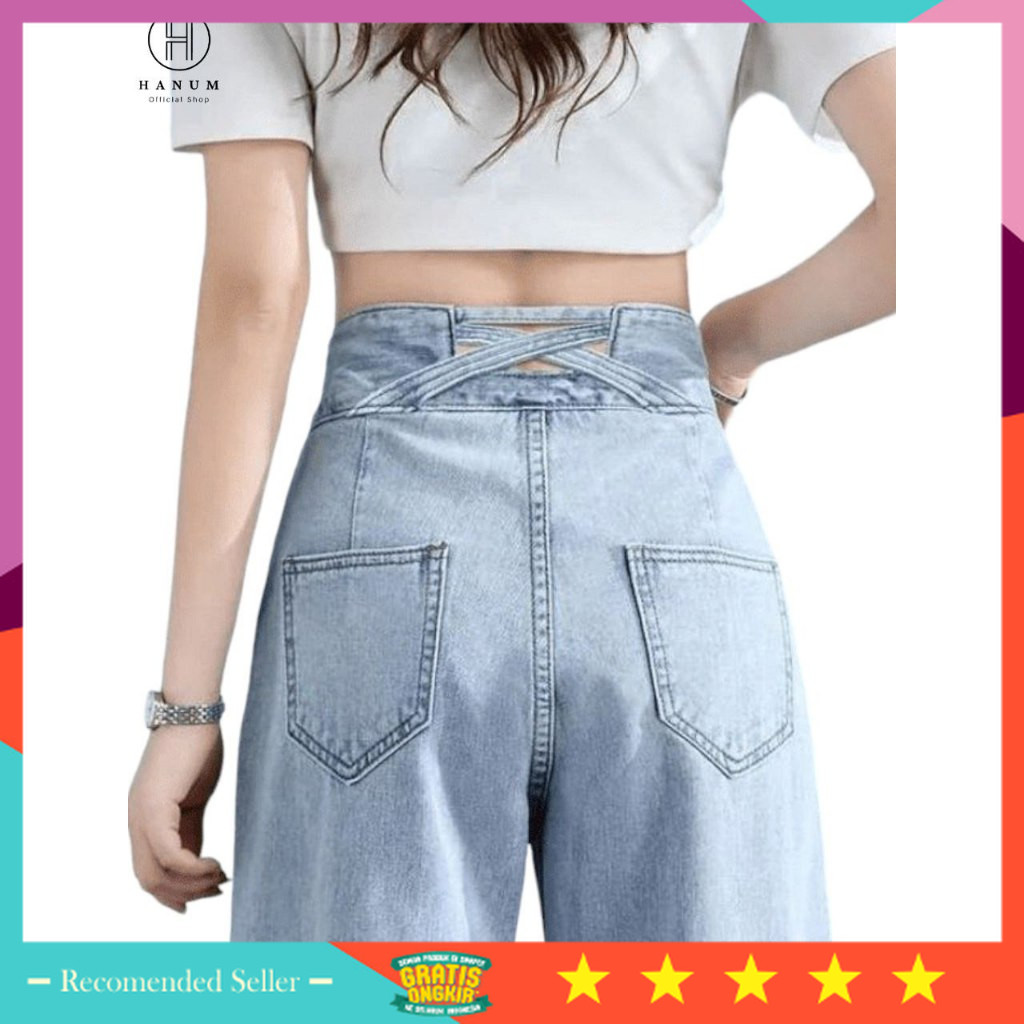 Bawahan Wanita Korean Style Murah / Korean Style Celana Jeans Wanita Straight Jeans High Loose Jeans