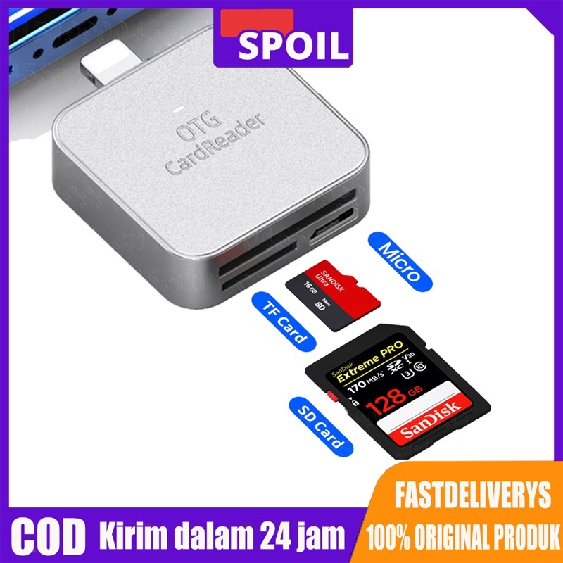 SPOIL SD Card Reader for iPhone/iPad,Lightning to SD/TF Card Camera Reader Adapter Converter /USB HU