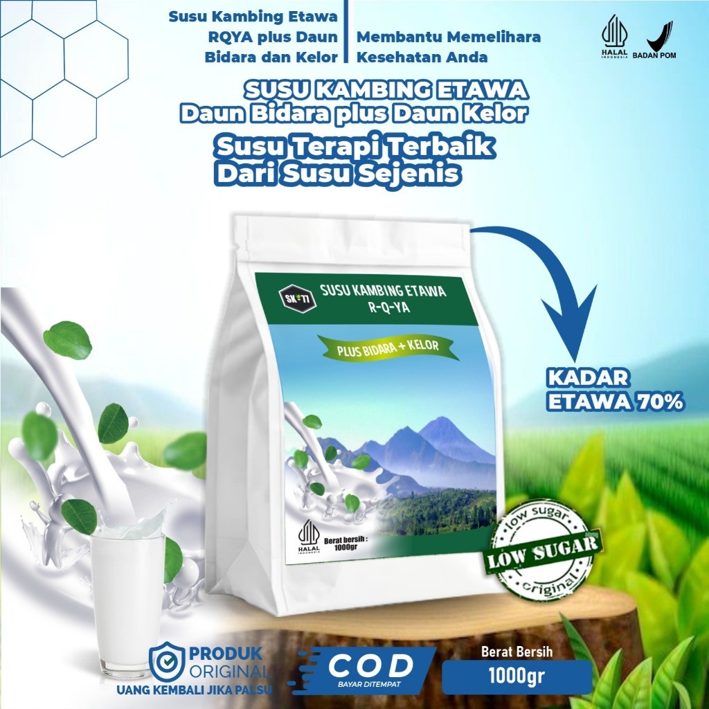 

Susu kambing Etawa R-Q-YA Plus Bidara dan Kelor kemasan 1kg Rasa Original dan Coklat