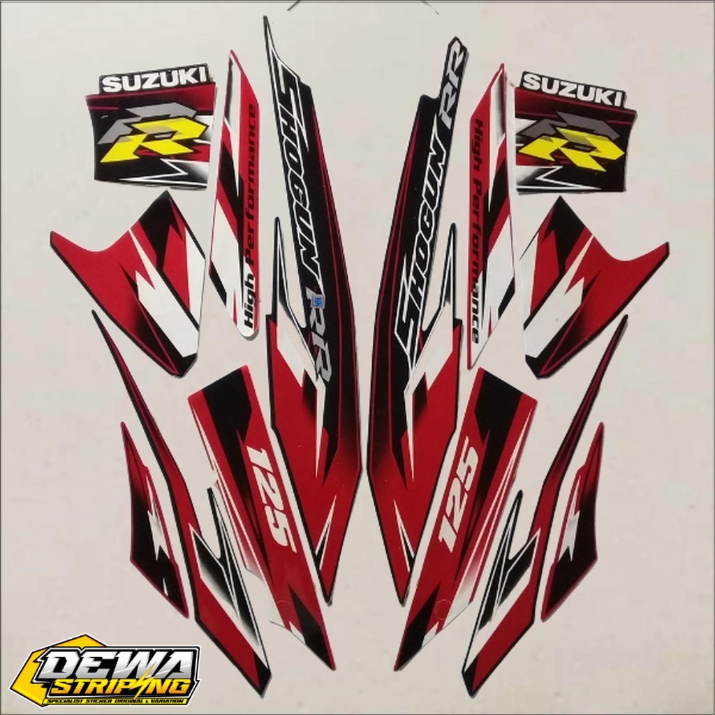 striping suzuki shogun rr 125 2008 hitam merah body standar berkualitas terbaik