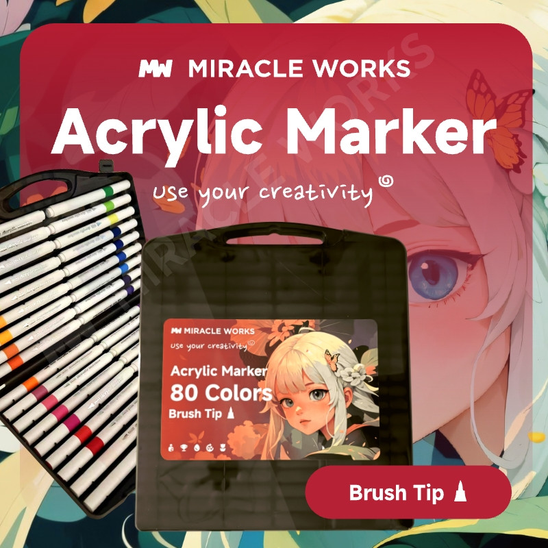 

MW Tempat Pena Segitiga Set Spidol Akrilik Ujung Kuas 24/36/48/60/80 Warna Acrylic Marker