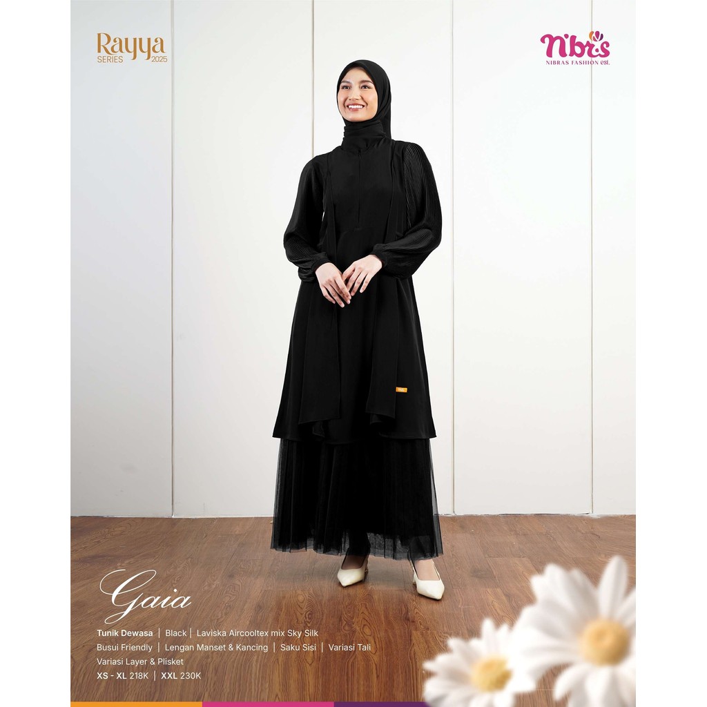 Nibras tunik gaia || Tunik Wanita Keluaran Terbaru Bahan Sky Silk Gaia Tunik  By Nibras || tunik hit