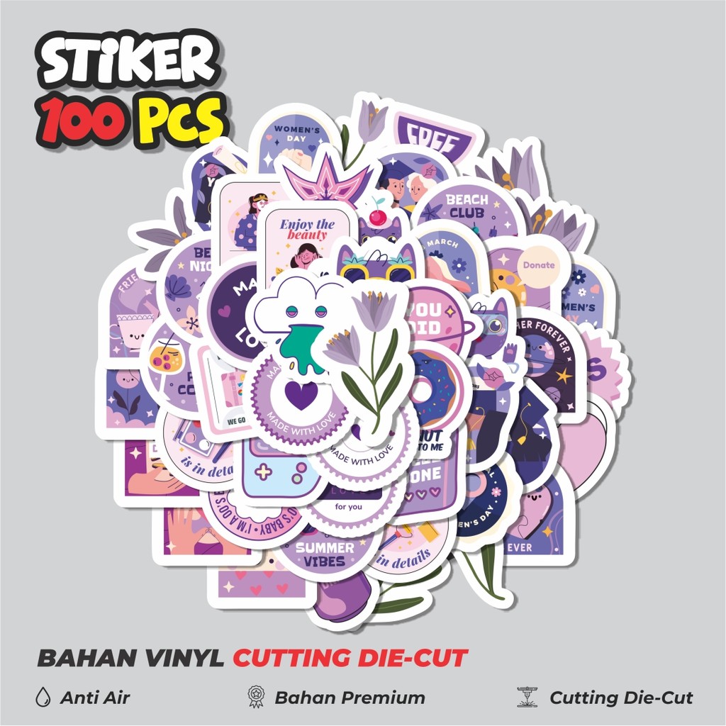 

Terbaru! 50 pcs Sticker Kartun Ungu Sticker Dekorasi Lucu Kreatif untuk Notebook, Skateboard, HP