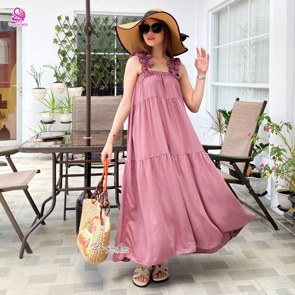 NOFOSHOP Naomi Dress Midi Homedress Daster Katun Rayon Twill & Motif Model Korea Kekinian Yayuku
