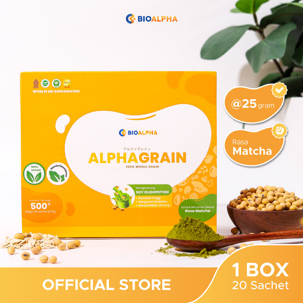 

NEW Alphagrain isi 20 Sachet: Minuman pengganti makan & camilan untuk diabetasi Rasa Matcha PREMIUM