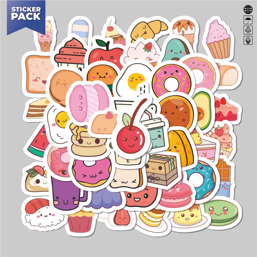 

[100PCS]Stiker Pack Stickr Kartun Dessert Lucu Aesthetic Vinyl Anti Air Dekorasi Sticker Laptop Buku Journal Koper Helm Casing HP Gitar Helm Skateboard