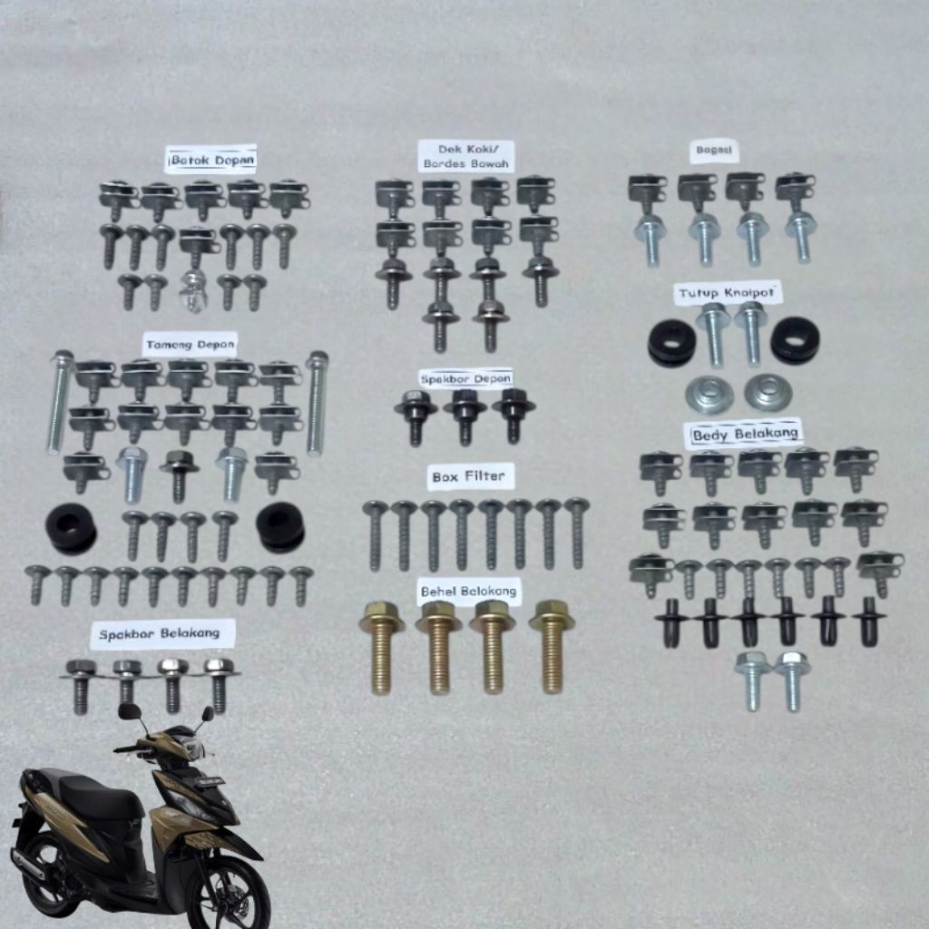 COD Baut Full Set Body Address 115 Fi PGM-FI / Baut Lengkap Cover Body Suzuki Address 115 Fi PGM-FI 