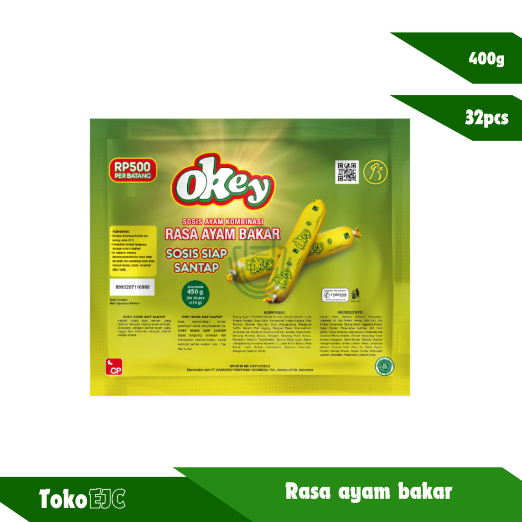 

Okey Rasa Ayam Bakar Sosis Siap Santap RP500 Per Batang 400g 32pcs