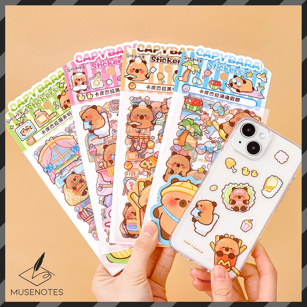 

MUSES Stiker Hologram Kapibara Capybara DIY Sticker Holo 4pcs per packaging Lucu Viral A-SK006