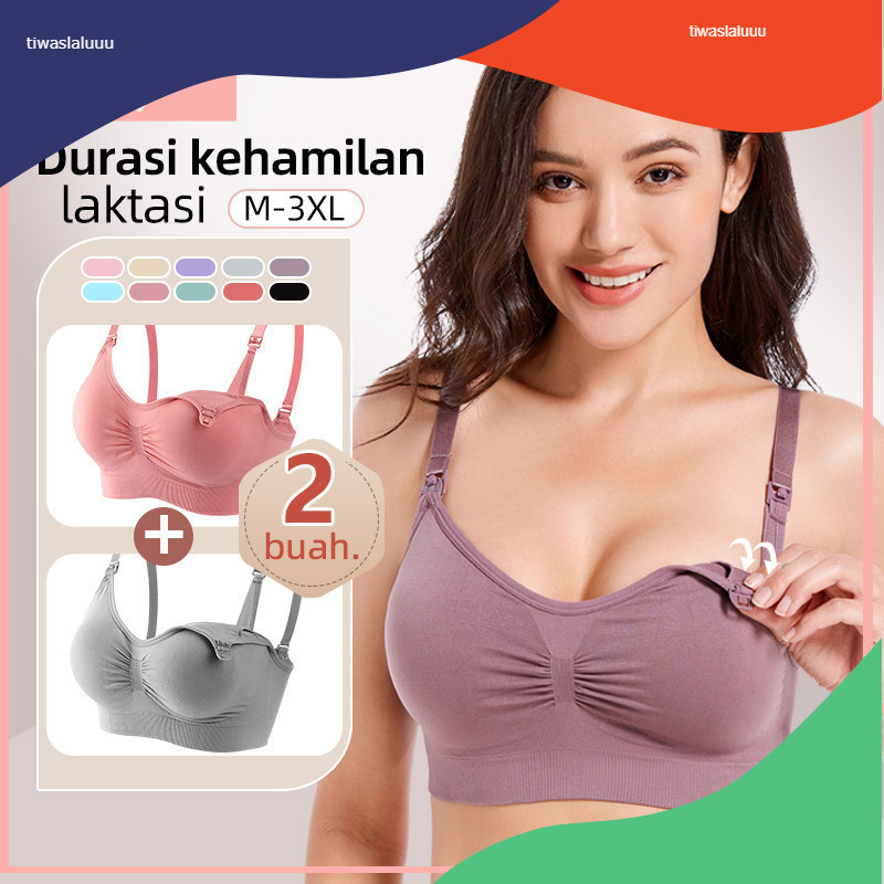 2PCS Bra Menyusui Bahan Katun Jumbo Kancing Depan Tanpa Kawat Bh Menyusui