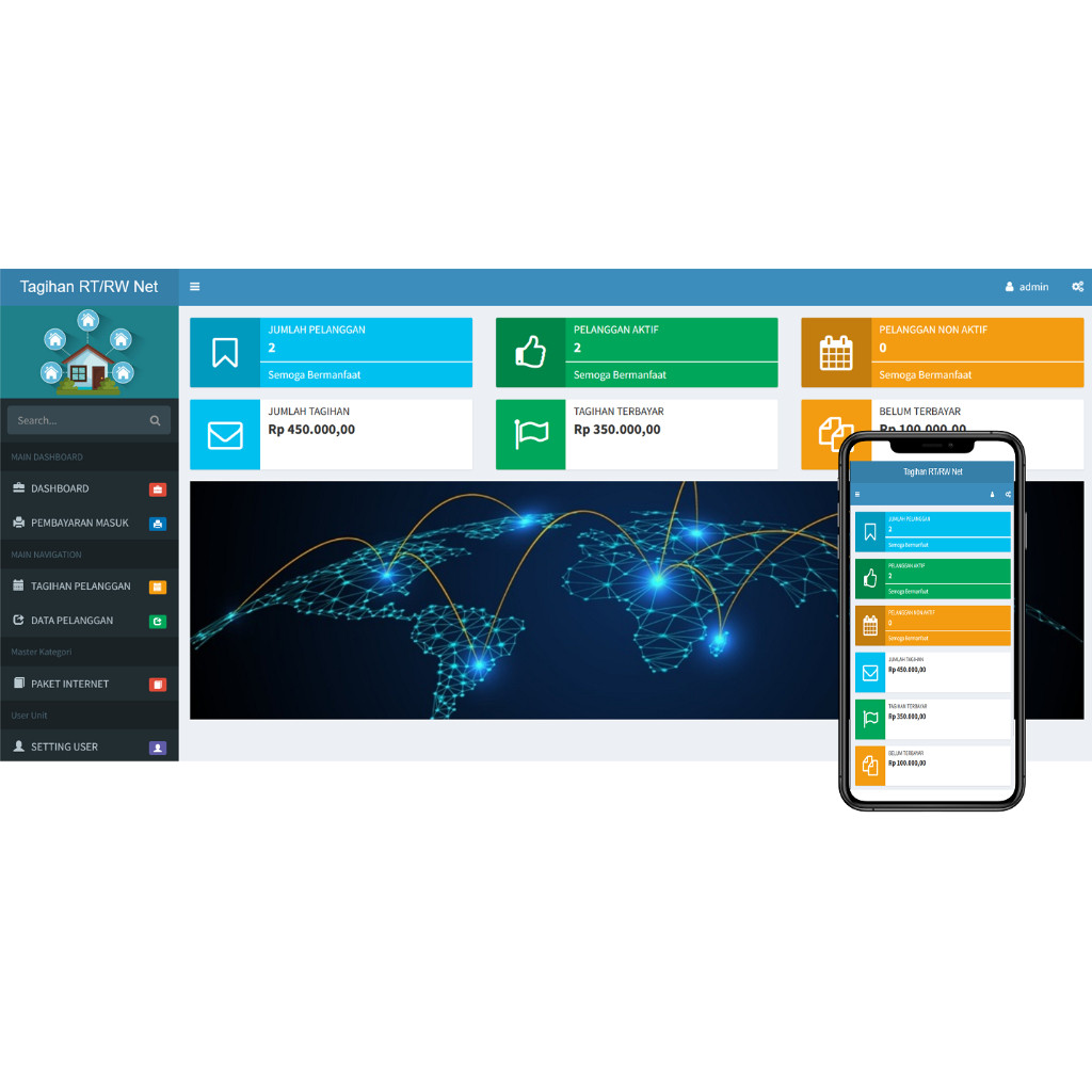 Resmi pembuat Versi 2 Aplikasi tagihan wifi RT RW  net Suport link tagih lewat WA