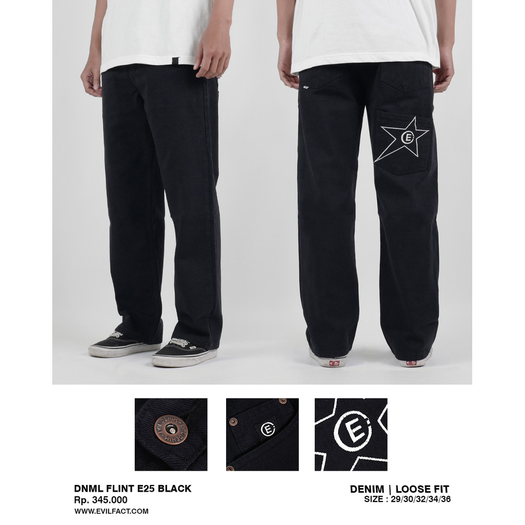 CELANA PANJANG DENIM PRIA CASUAL HITAM ORIGINAL EVIL ARMY | FLINT E25 BLACK