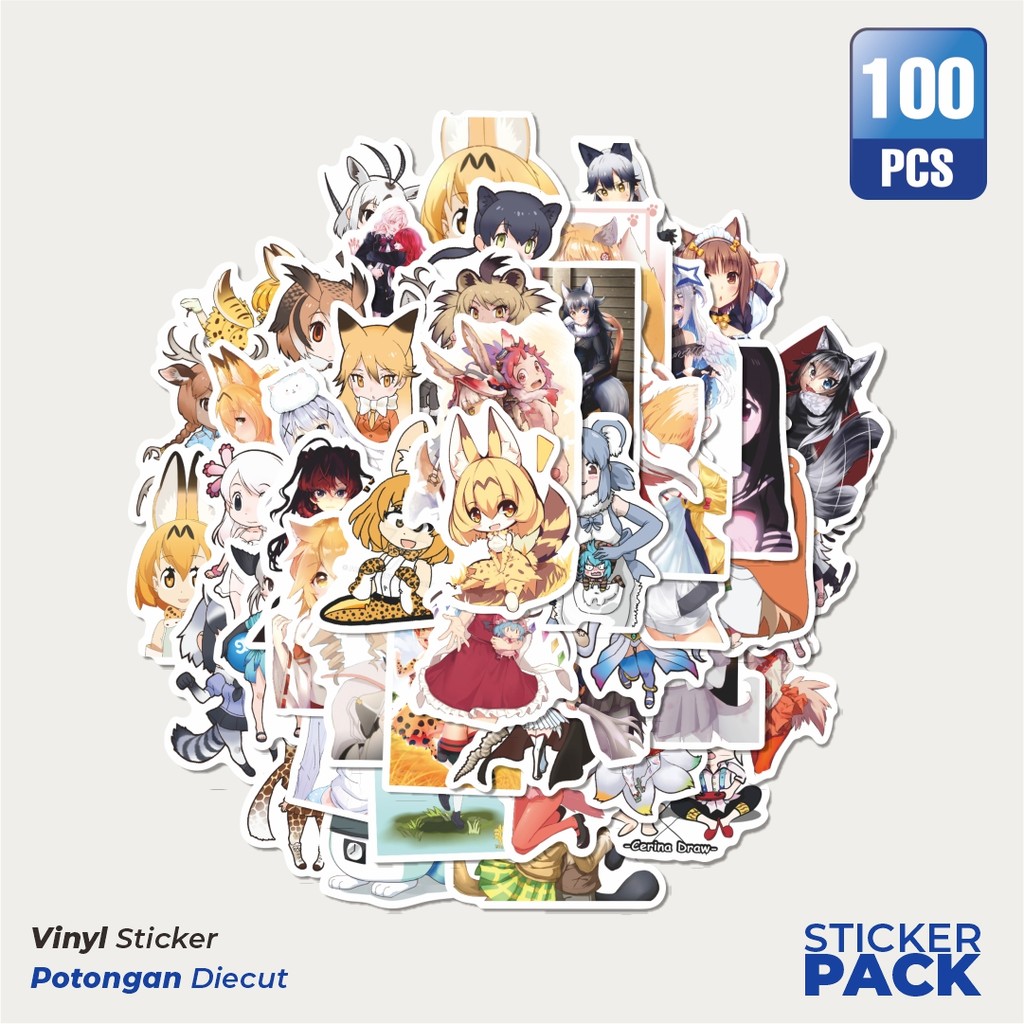 

Stiker Vinyl Sticker Kartun Kemono Friends Stiker Waterproof Aesthetic- Untuk Laptop, Motor, dan Helm - Paper Stationery Pack