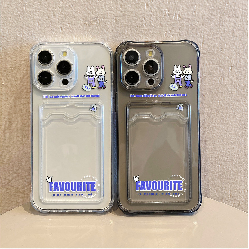 Charming Two - Hop Bunny Phone Case Transparent Card Holder Phone Case for Vivo V30 Pro V30 SE V30 L