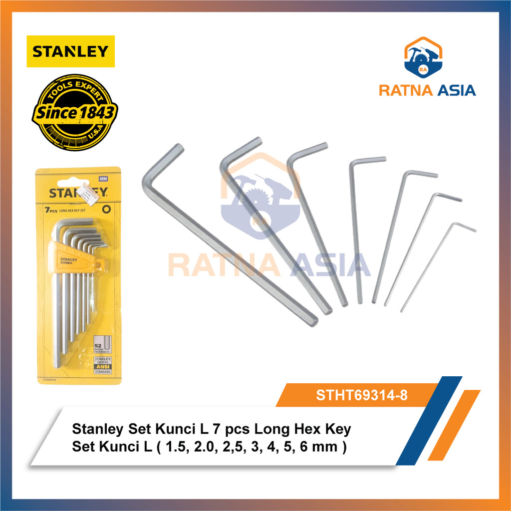 Stanley STHT69314-8 Set Kunci L 7 pcs Long Hex Key Set Kunci L