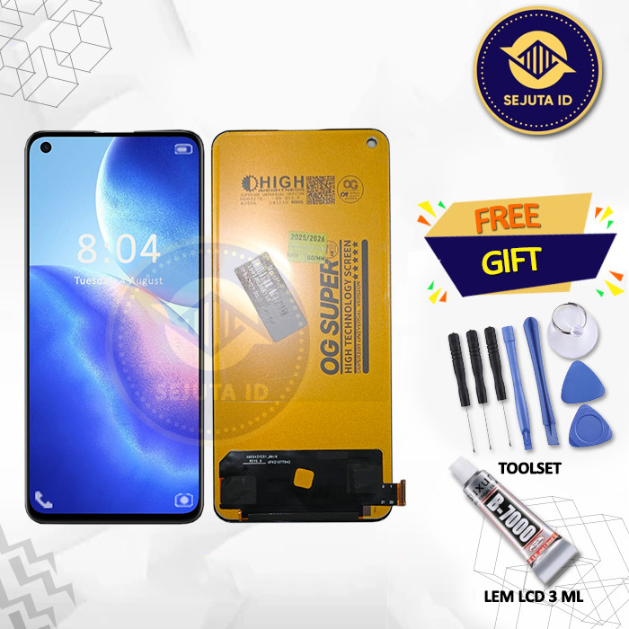 Lcd Oppo Reno 5 4G / Oppo Reno 5 5G / Oppo Reno 6 4G / Oppo Reno 6 5G Original Gratis Obeng Set + Le