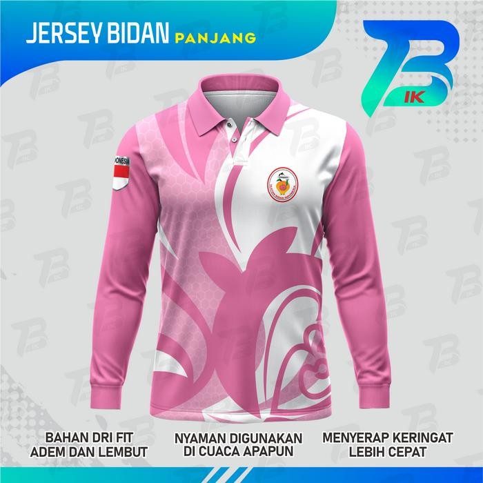 JERSEY WANGKI BIDAN PANJANG FULLPRINT / KAOS KERAH BIDAN LENGAN PANJANG / JAERSEY POLO BIDAN - M