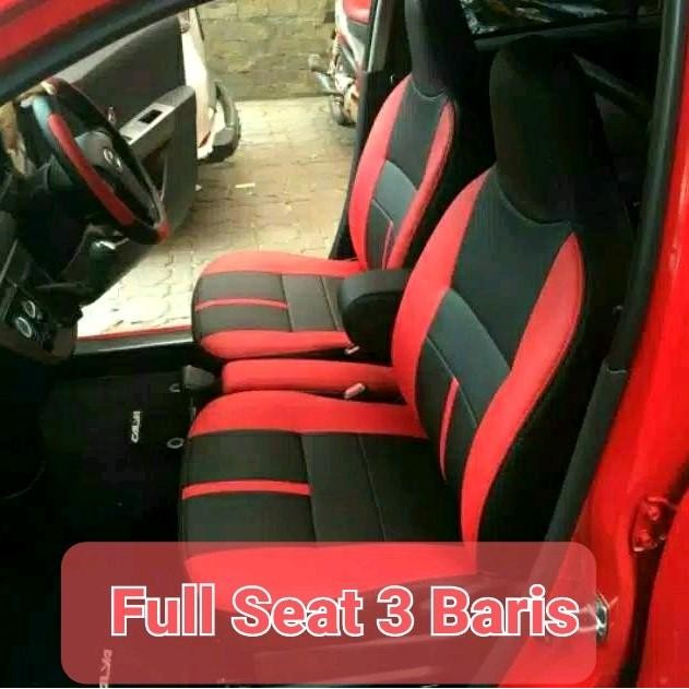 SALLE  SARUNG JOK MOBIL 3 BARIS CALYA SIGRA - hitam merah