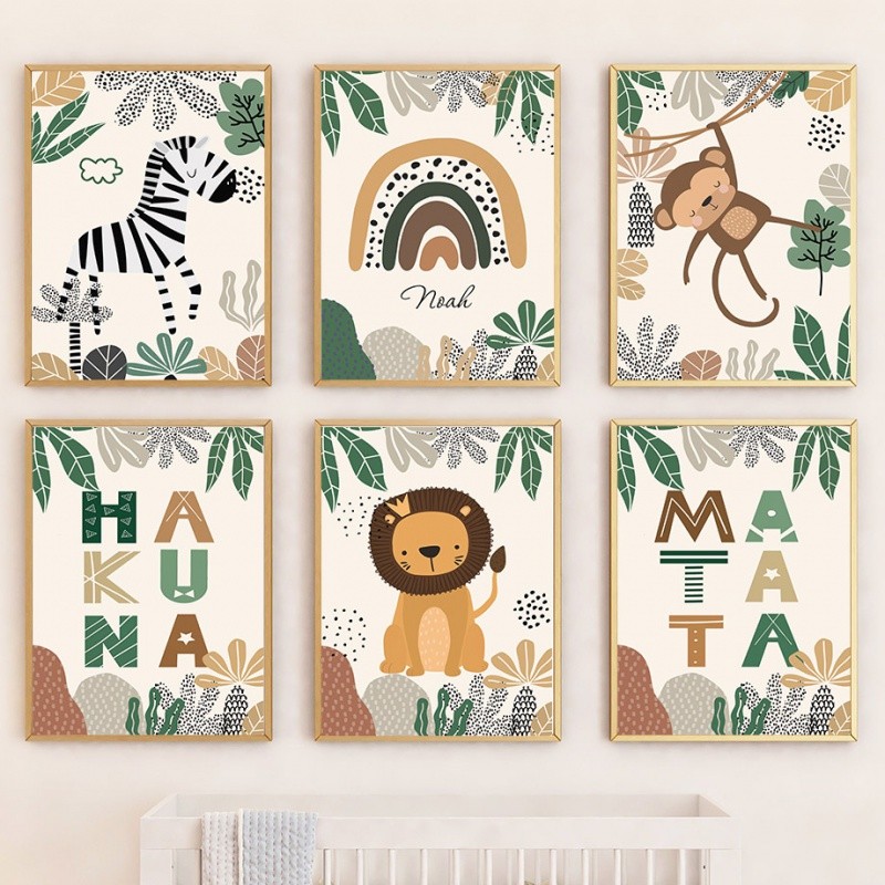 

Lion Zebra Monkey Rainbow Animals Nursery Wall Art Canvas Painting Nordic Posters And Prints Wall Pictures Baby Kids Room Decor