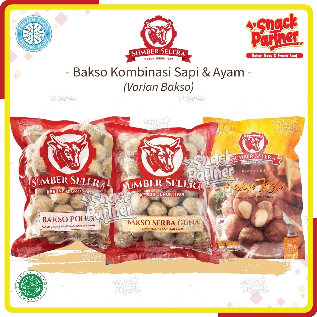 SUMBER SELERA Bakso Kombinasi Daging Sapi Ayam 50 PCS / 650 GR | 10 PCS / 300 GR - SB Serbaguna Keju