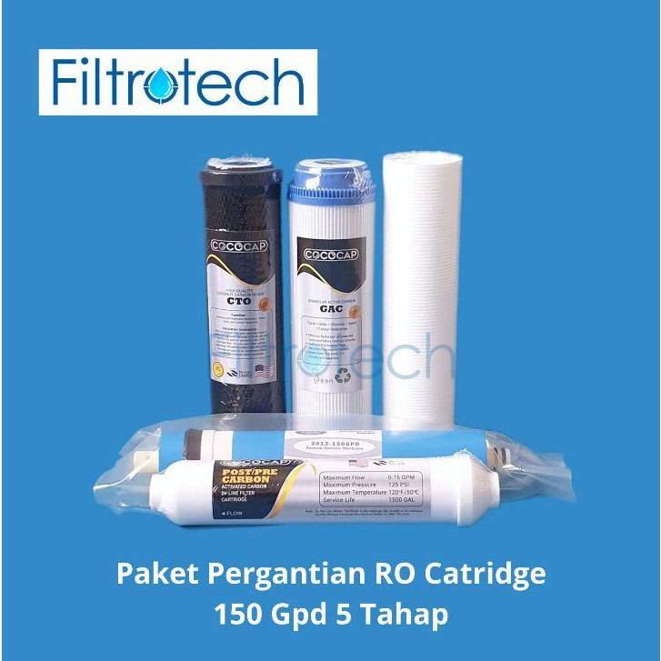 Paket Filter RO 150 Gpd pergantian isi filter RO 5 tahapPaket Filter RO 150 Gpd pergantian isi filte