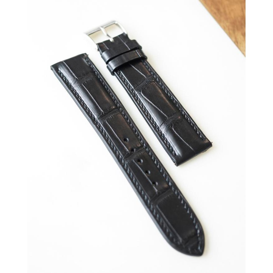 Henglong Black Matte Crocodile Exotic Watchstrap