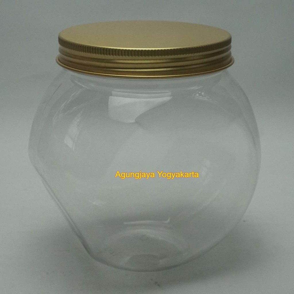 Toples 1 L Bulat Jadul Natural Tutup Alumunium Ulir  / Toples Bawang Goreng / Toples Snack / Toples 