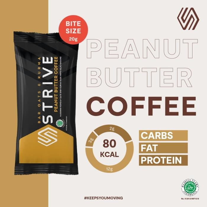 

STRIVE PEANUT BUTTER COFFEE 20g 40g ENERGY BAR SATUAN Cemilan Snack Diet Olahraga - 20gr