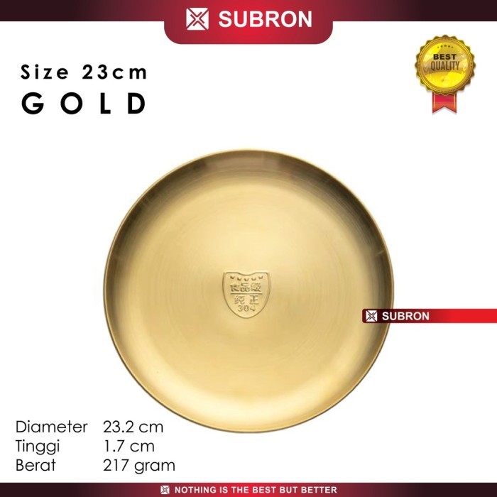 

SUBRON Piring Korea Stainles SUS 304 20cm 23cm 26cm Makan Saji Cemilan - 23cm Gold