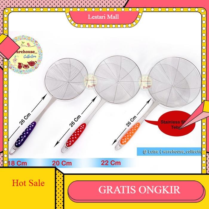 COD Serok Parabola Polkadot Stainless Tebal / Serok PENGGORENGAN Stainles - 18CM, Orange