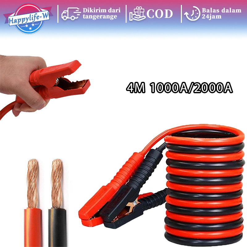 Kabel Setrum Aki Mobil 4 Meter Kabel Jumper Mobil 1000a/2000a Kabel Jamper Aki Kabel Jumper Aki Mobi