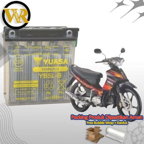 Aki Yuasa Basah Supra Aki Basah Yuasa Jupiter Aki Motor Megapro Basah Yuasa YB5L-B 100% Original