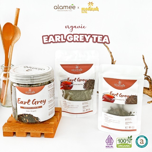 

ALAMEE Teh Bunga Earl Grey Black Tea Alami Organik Dried Leaf madinah