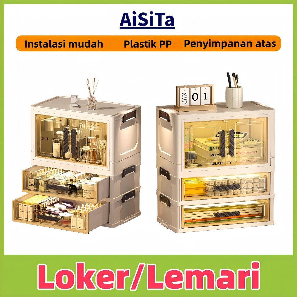 

3 lapisan Kotak penyimpanan multifungsi klasik dan murah hati/kotak penyimpanan kosmetik desktop/meja rias dengan laci/lemari penyimpanan masker perawatan kulit/lemari penyimpanan lipat plastik