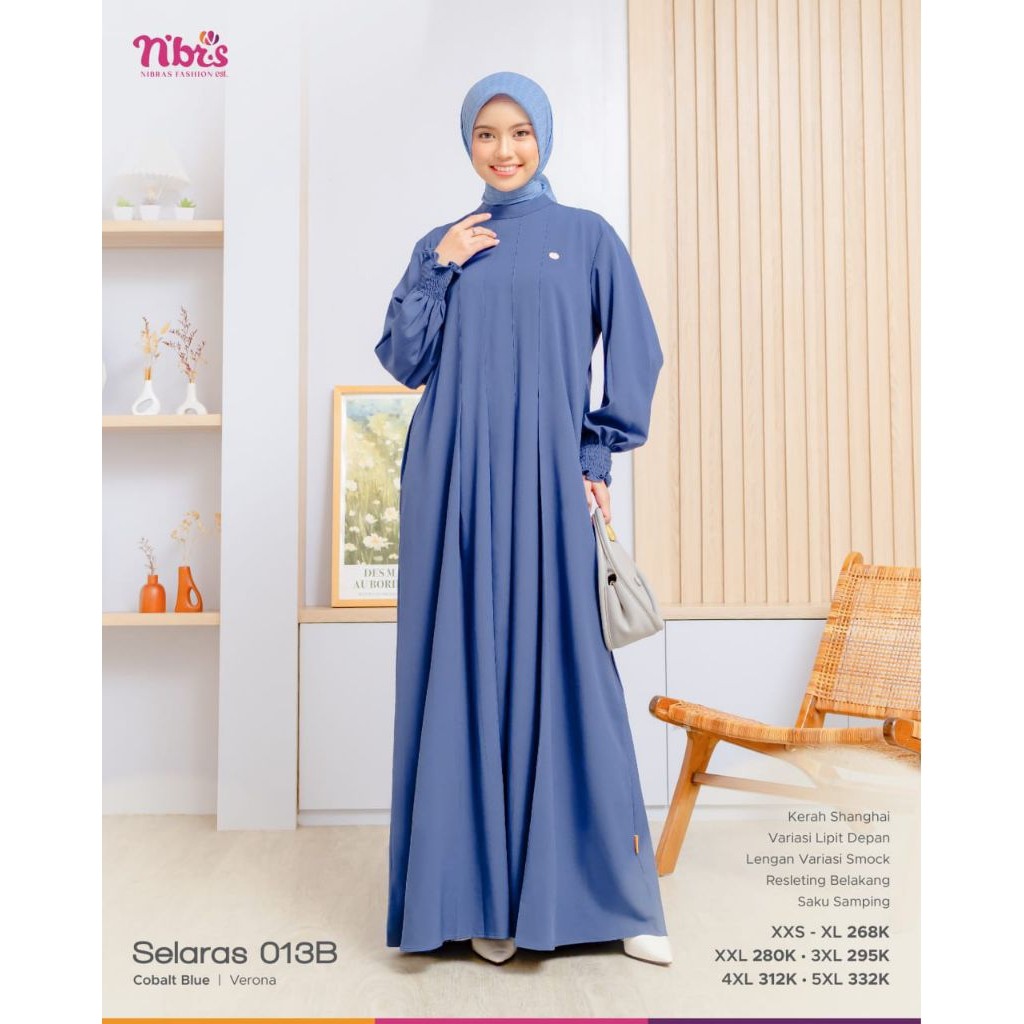 Nibras Gamis Polos Selaras 013A Selaras 013B | Gamis Polos Blue | Gamis Nibras Polos Sage Terbaru | 