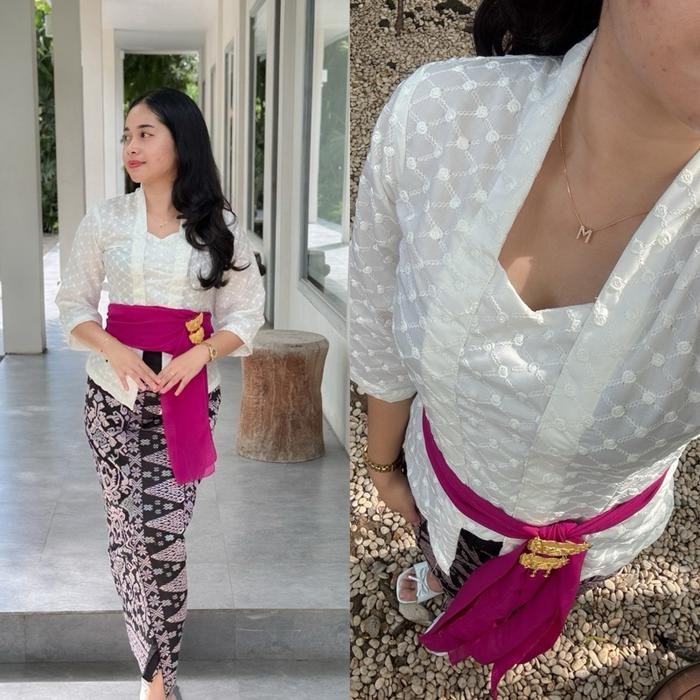 Kebaya lonceng kebaya putih katun kebaya bali tradisional Wanita kece - S