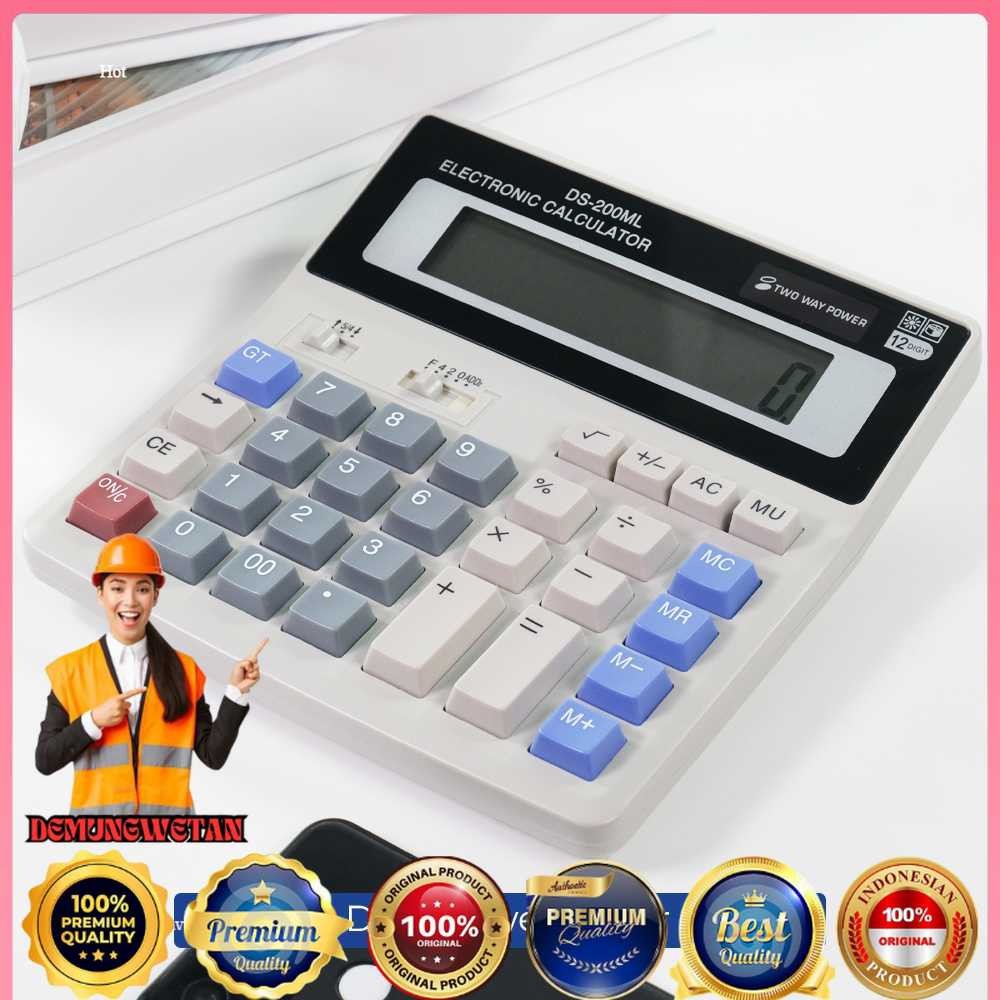 

GASTQ Kalkulator 12 Digit Dual Power Solar Baterry Office Tools - DS-200ML