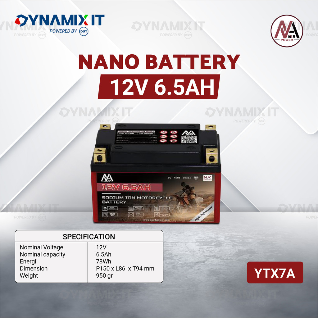 NANO BATTERY Aki Motor Sodium ION 12V 6.5AH | Aki Motor | Aki Kering - YTX7A