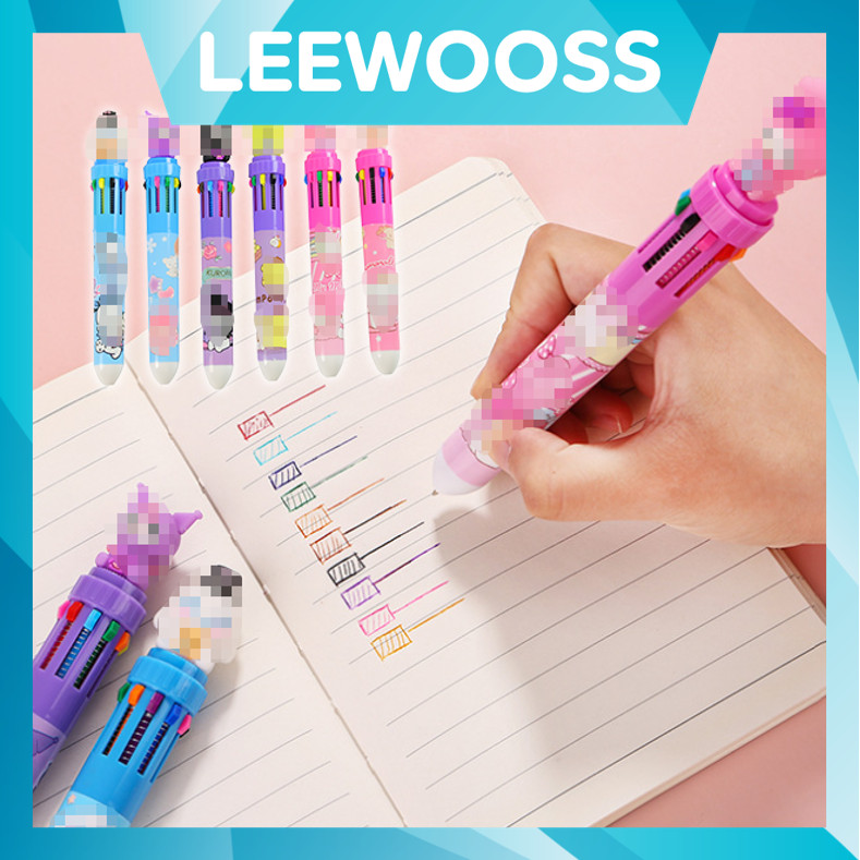 

LEEWOOSS S5685 Pena Gel 10 Warna Pulpen Gel Mekanik 10 Warna Bulpen Gel Motif Pena Ballpoint Sekolah Lucu