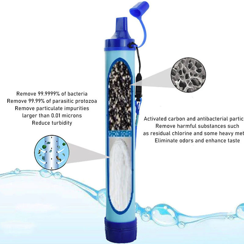 1 Set Straw Water Filter Filter Air Minum Portable Outdoor Filter Air Darurat Berkemah Filter Air