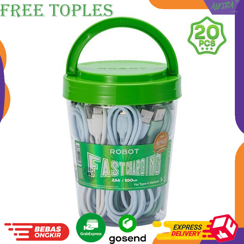 Kabel Data Tipe C / Type C USB ROBOT RBC100S 1 Toples 1m (1 Toples isi 20pcs) Beli 10Pcs Free Toples