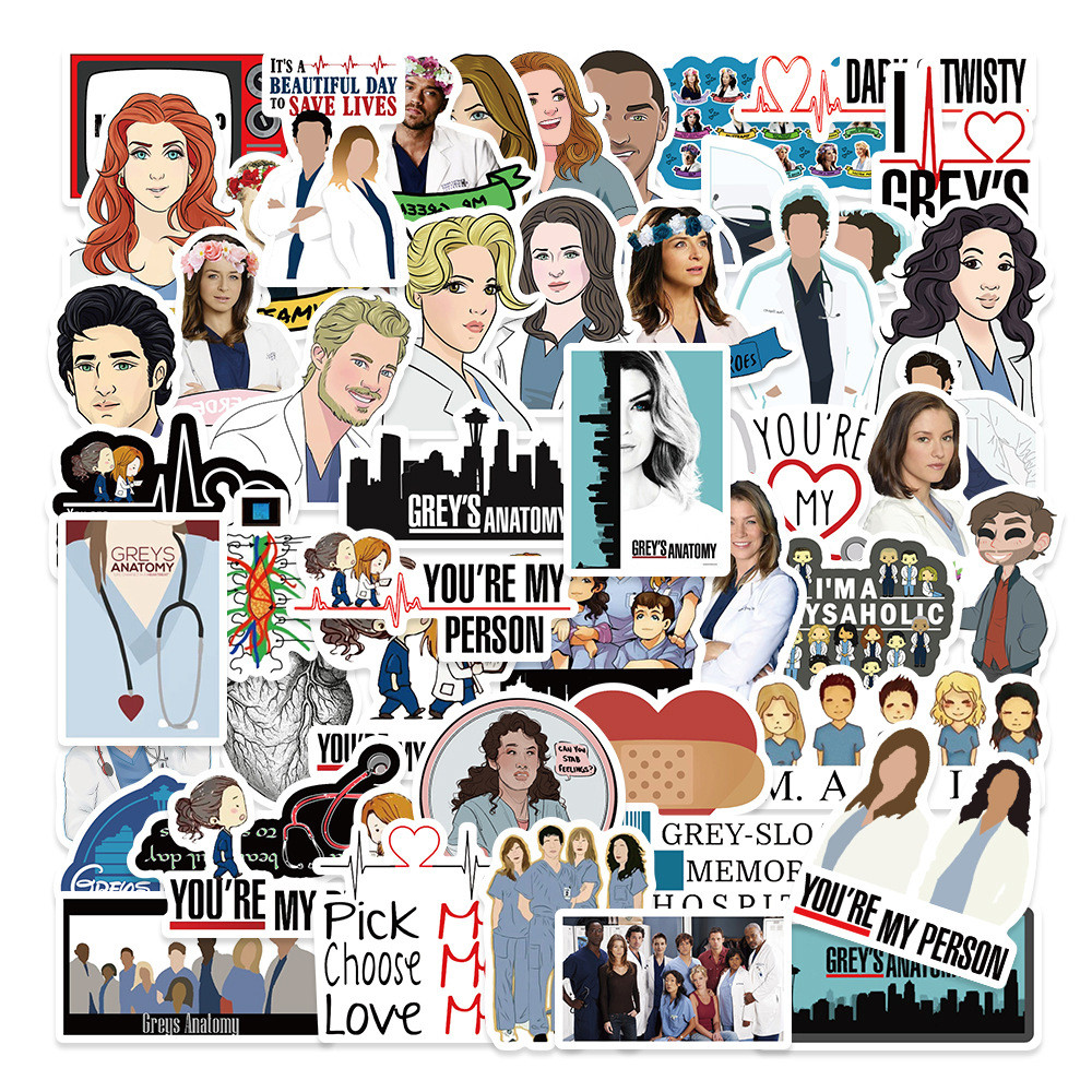 

10/30/50pcs Cartoon Greys Anatomy Graffiti Stickers Classic TV Series Decals for Motorcycle Luggage Notebook Waterproof Sticker